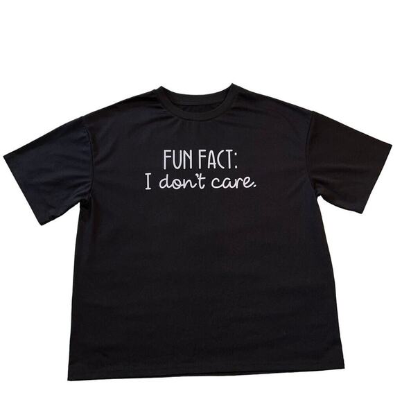 Womens T Shirt Fun Fact I Don't Care Short Sleeve Crew Neck Casual Funny Black - Picture 1 of 5